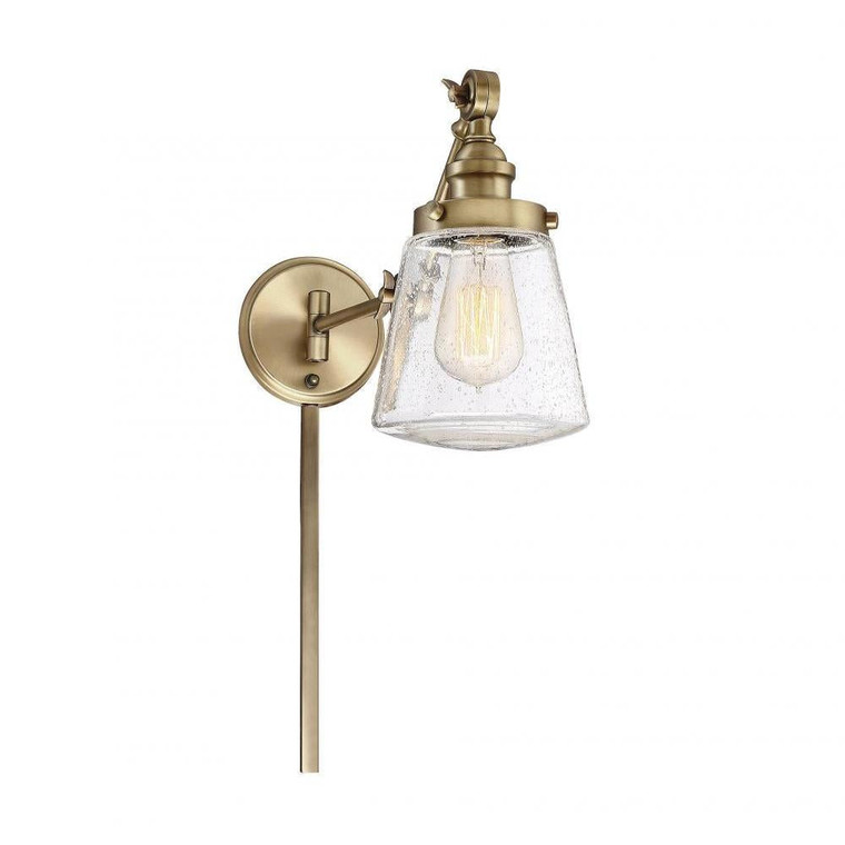 Meridian 1-Light Adjustable Wall Sconce M90020NB 6 Inch 1 Light Natural Brass Sconce Damp Rated