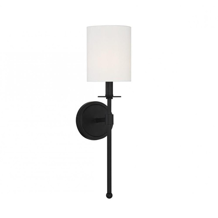Meridian 1-Light Wall Sconce M90057MBK 5 Inch 1 Light Matte Black Sconce Damp Rated