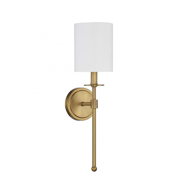 Meridian 1-Light Wall Sconce M90057NB 5 Inch 1 Light Natural Brass Sconce Damp Rated