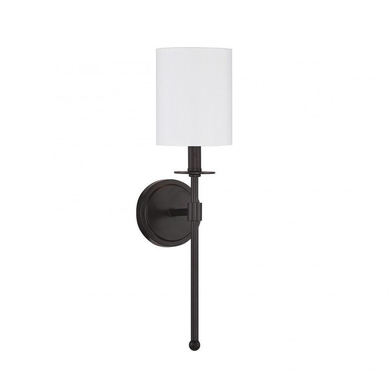 Meridian 1-Light Wall Sconce M90057ORB 5 Inch 1 Light Oil Rubbed Bronze Sconce Damp Rated