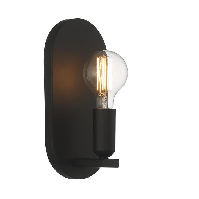 Meridian 1-Light Wall Sconce M90059MBK 5 Inch 1 Light Matte Black Sconce Damp Rated