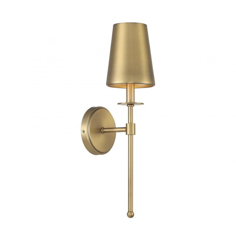 Meridian 1-Light Wall Sconce M90084NB 5 Inch 1 Light Natural Brass Sconce Damp Rated
