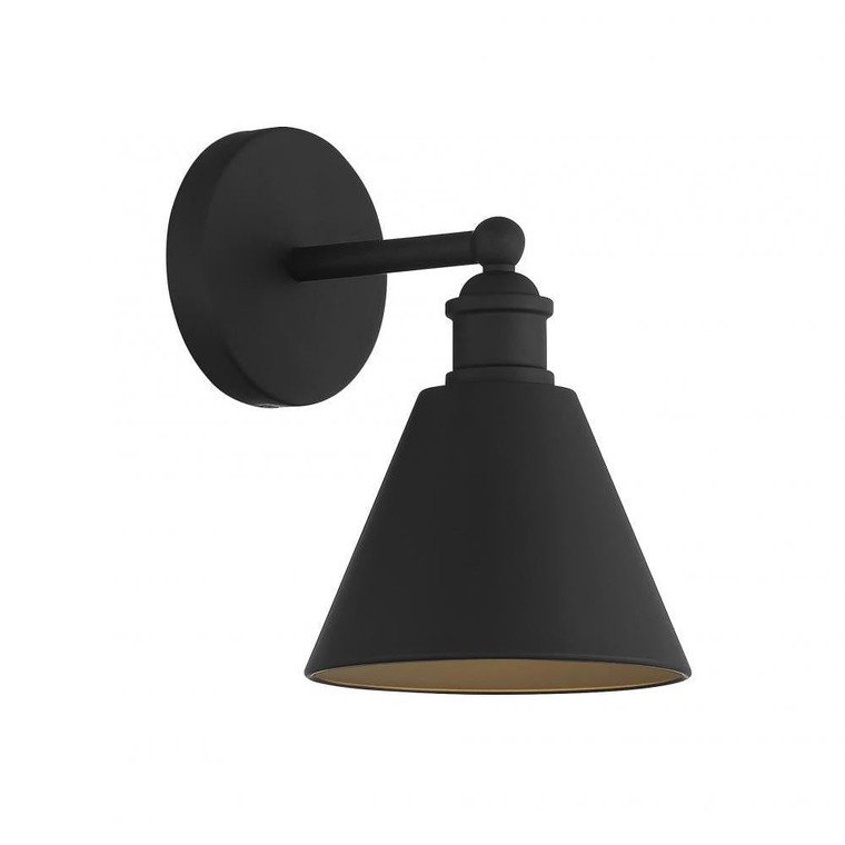 Meridian 1-Light Wall Sconce M90087MBK 6 Inch 1 Light Matte Black Sconce Damp Rated