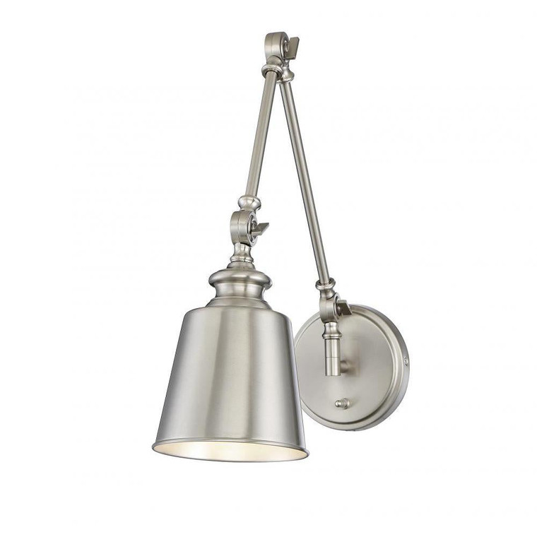 Meridian 1-Light Adjustable Wall Sconce M90089BN 5 Inch 1 Light Brushed Nickel Sconce Damp Rated