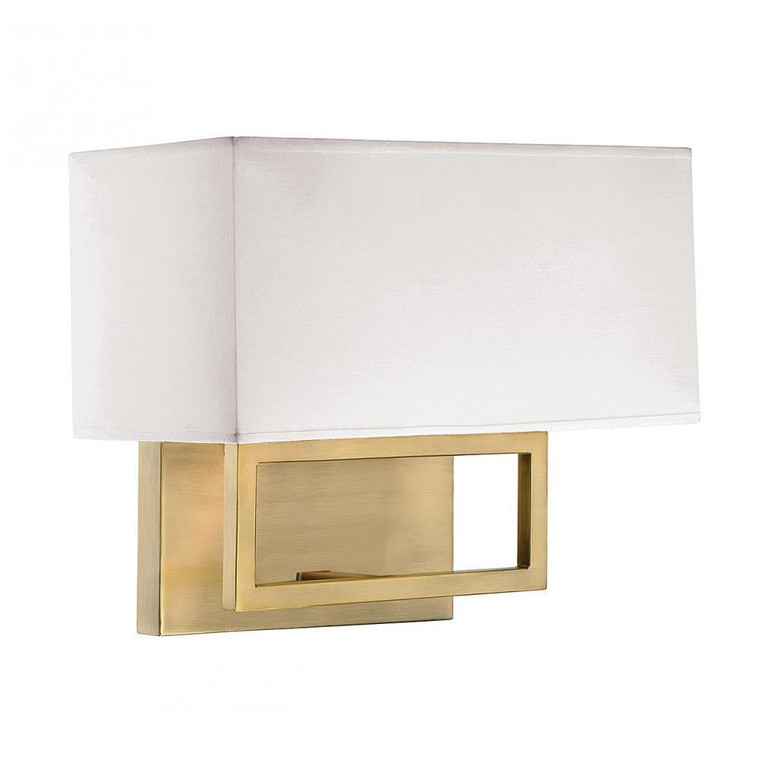 Meridian 2-Light Wall Sconce M90095NB 12 Inch 2 Light Natural Brass Sconce Dry Rated