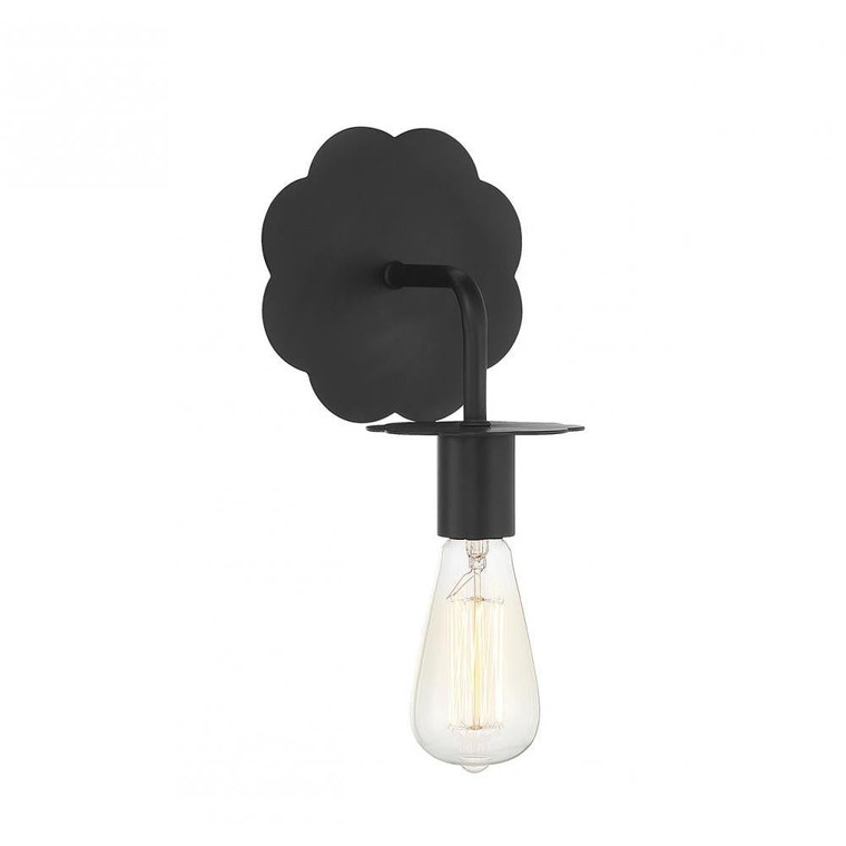 Meridian 1-Light Wall Sconce M90104MBK 6 Inch 1 Light Matte Black Sconce Damp Rated