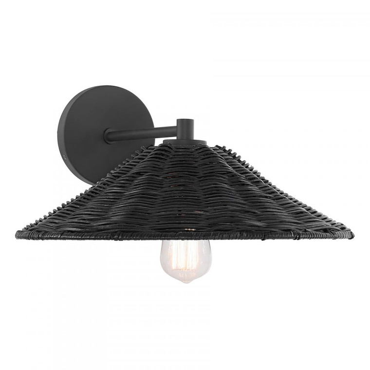 Meridian 1-Light Wall Sconce M90106MBK 15 Inch 1 Light Matte Black Sconce Damp Rated