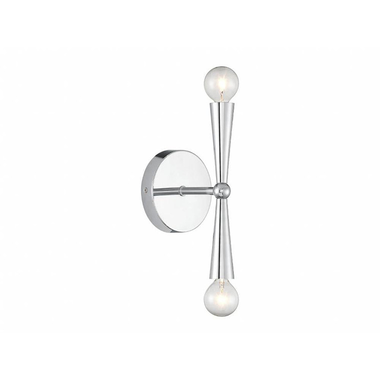 Meridian 2-Light Wall Sconce M90110CH 4 Inch 2 Light Chrome Sconce Damp Rated