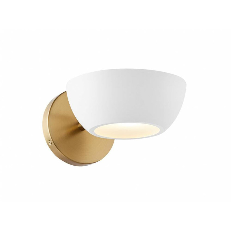 Meridian 1-Light Wall Sconce M90113WHNB 7 Inch 1 Light White and Natural Brass Sconce Damp Rated