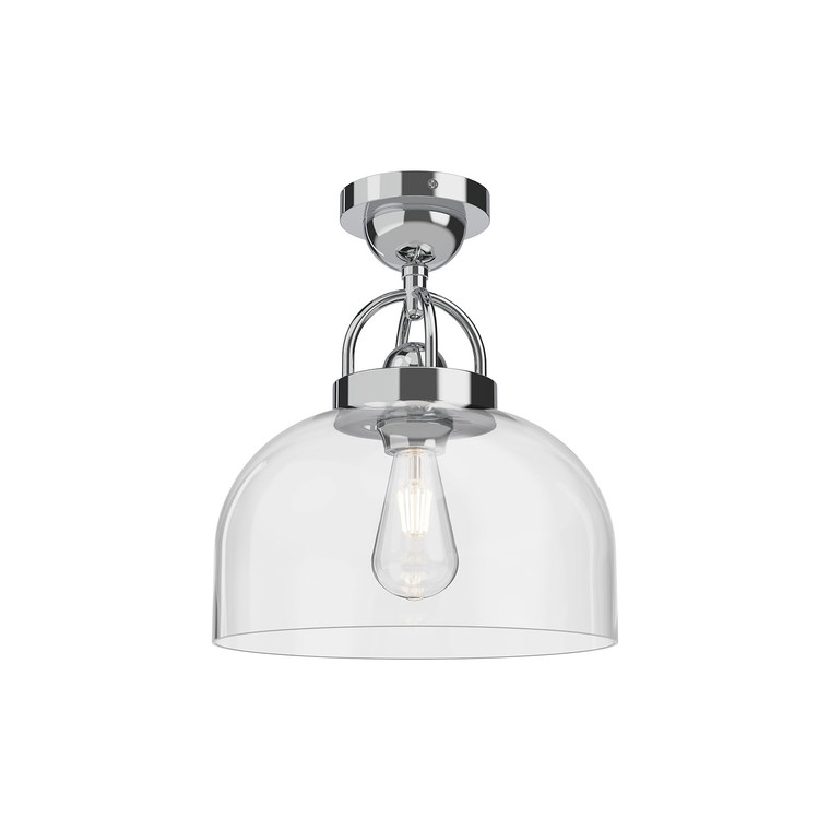 Lancaster 12-in Chrome 1 Light Semi Flush Mount