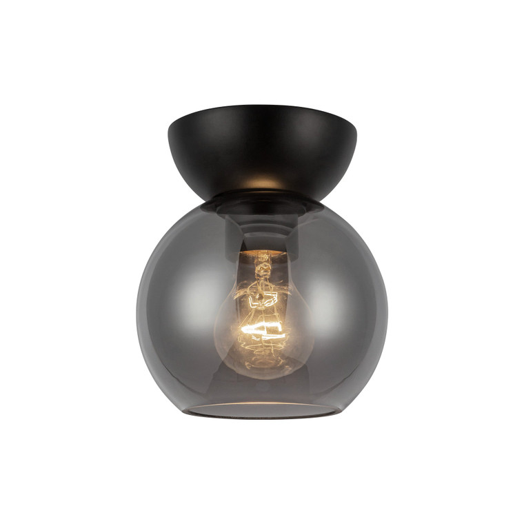 Arcadia 6-in Black/Smoked 1 Light Semi Flush Mount