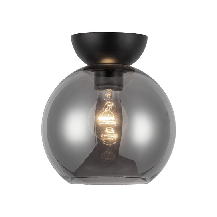 Arcadia 8-in Black/Smoked 1 Light Semi Flush Mount
