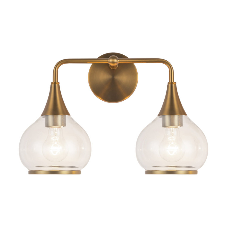 Hazel 17-in Aged Gold/Clear Glass 2 Lights Vanity