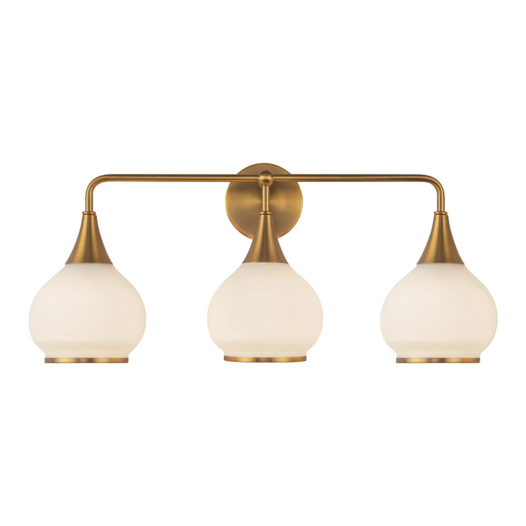Hazel 26-in Aged Gold/Opal Matte Glass 3 Lights Vanity