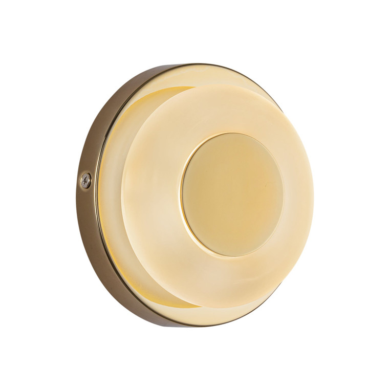 Stephord LED Wall Sconce - 4 inch - Metallic Brass, Frosted Glass