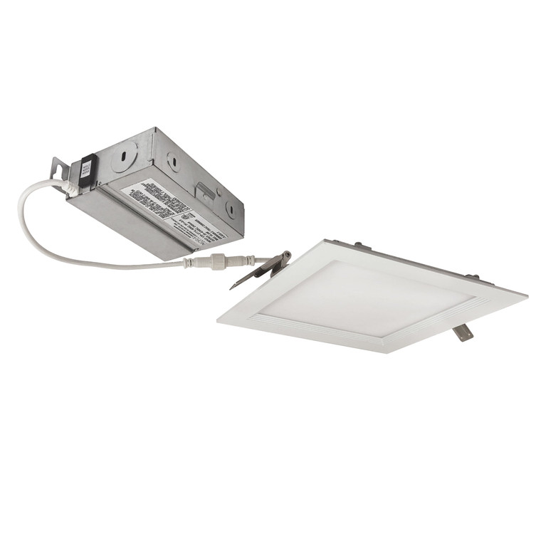 Nora NEFLINTW-S6233MPWLE4 6 inch FLIN Square Wafer LED Downlight with Selectable CCT, Matte Powder White Finish, 120-277V Triac/ELV