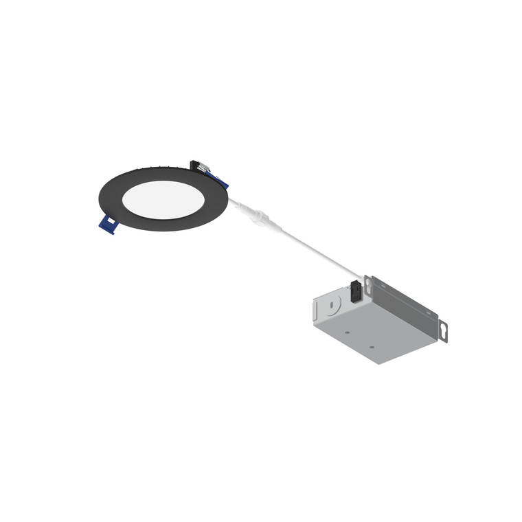 Nora NFLAT-R4TWB 4 inch FLAT Non-Metallic Can-less LED Downlight, Selectable CCT, 700lm / 10W, Black finish