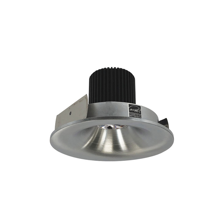 Nora NIO-4RNB27QNN 4 inch Iolite LED Round Bullnose, 10-Degree Optic, 950lm / 12W, 2700K, Natural Metal Finish