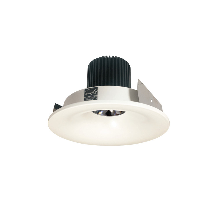 Nora NIO-4RNB27QWW 4 inch Iolite LED Round Bullnose, 10-Degree Optic, 950lm / 12W, 2700K, White Finish