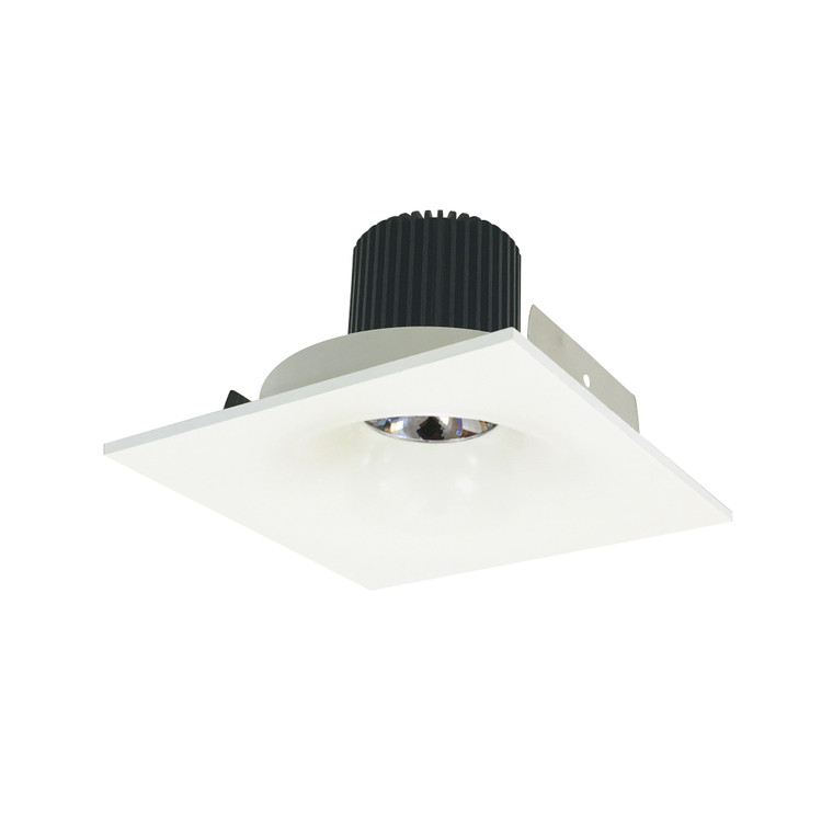 Nora NIO-4SNB27QWW 4 inch Iolite LED Square Bullnose, 10-Degree Optic, 950lm / 12W, 2700K, White Finish