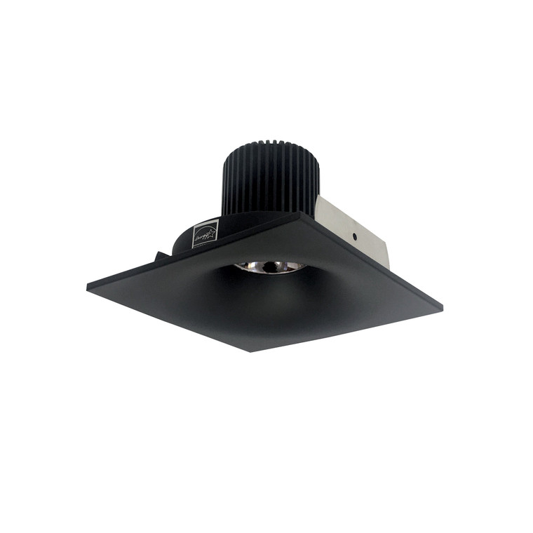 Nora NIO-4SNB30QBB 4 inch Iolite LED Square Bullnose, 10-Degree Optic, 950lm / 12W, 3000K, Black Finish