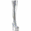 Adore-3000HWR, 7" Silver Thigh High Hologram Boots by Pleaser