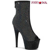 Adore-1031GM, Black Peep-Toe Ankle Boots with Rhinestones By Pleaser
