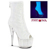 Adore-1031GM, White Peep-Toe Ankle Boots with Rhinestones By Pleaser USA
