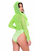 R-6085 - Two-Tone Hooded Romper Neon Green Back View by Roma