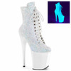 Flamingo1020LGW, Ankle Boots with UV Backlight By Pleaser