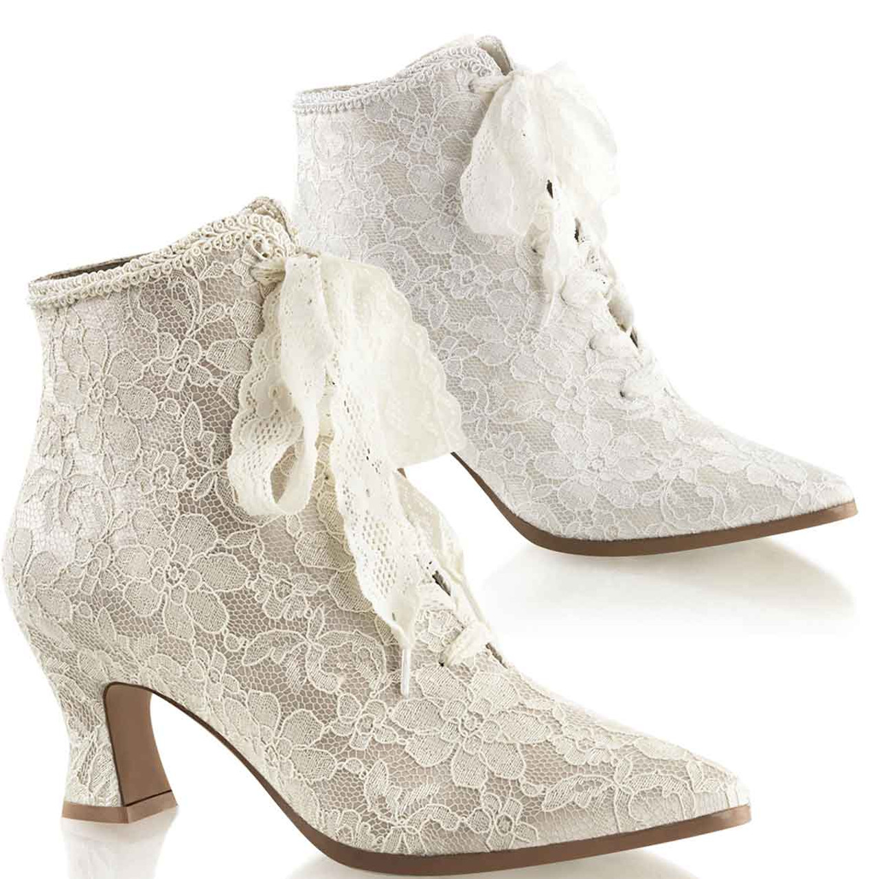 Victorian-30, Lace Up Ankle Booties