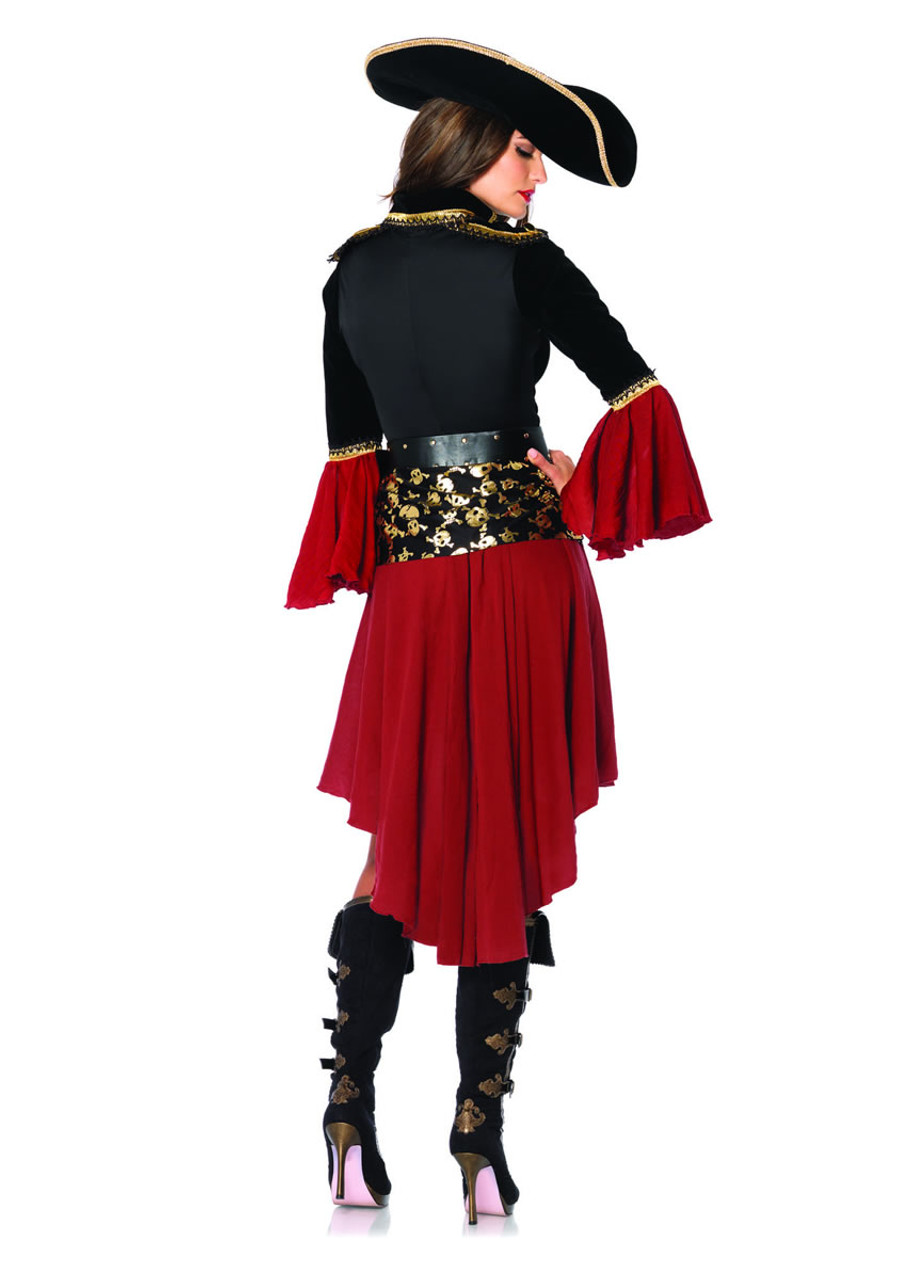 Ladies' Pirate Costume, Handmade, Size XS, Red Vest, Black and White  Underdress