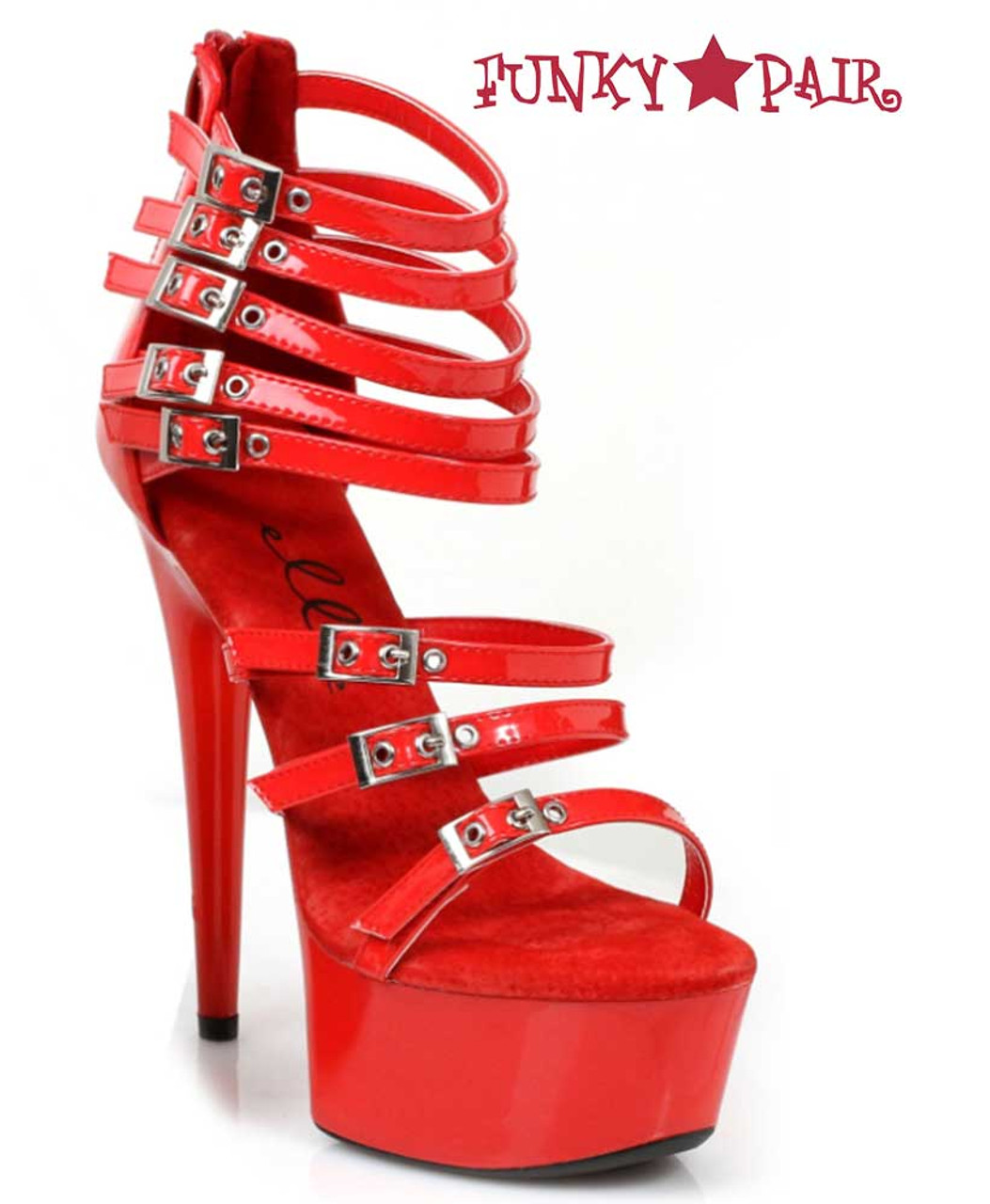 red strappy platform heels