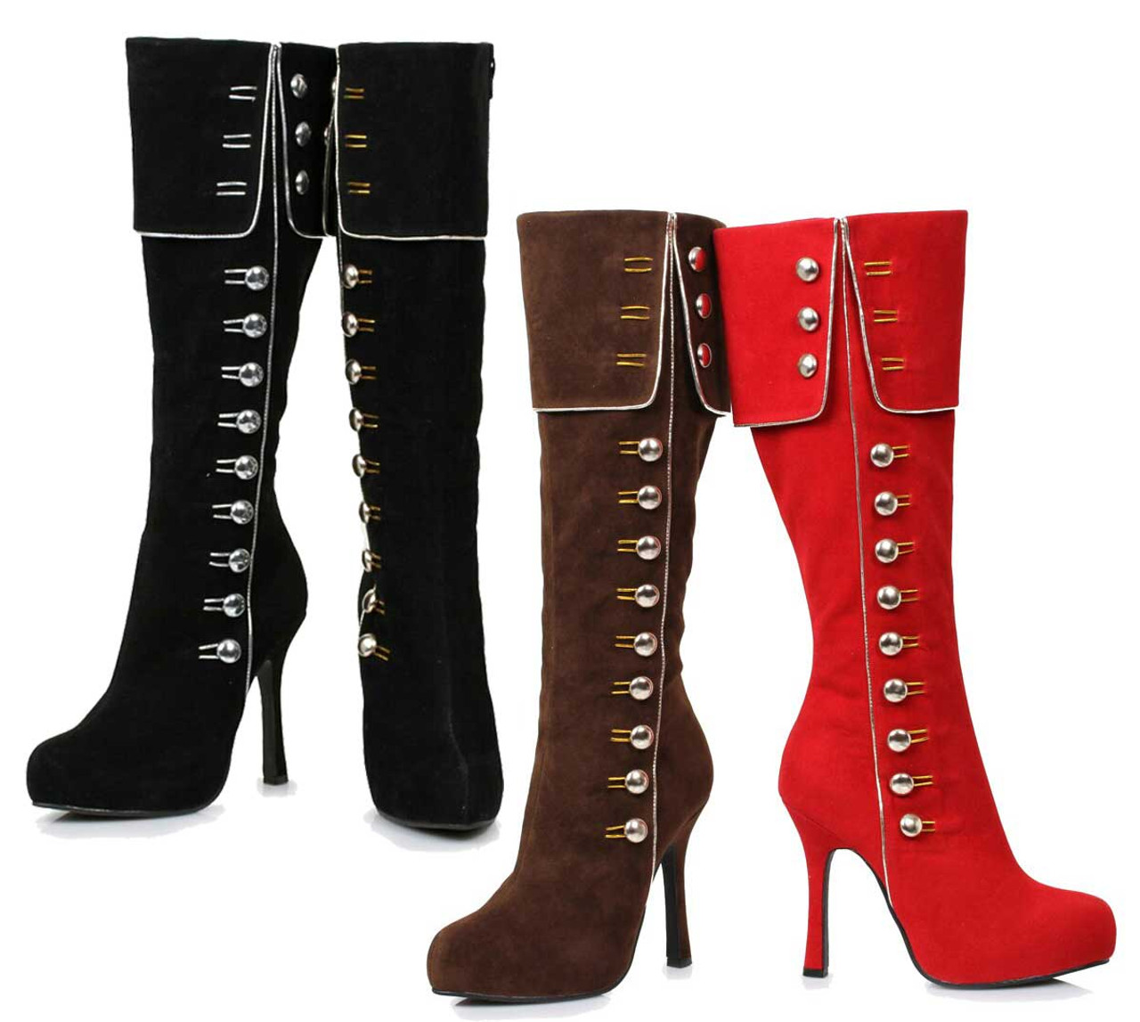 420-Elda Knee High Boots with Side Buttons