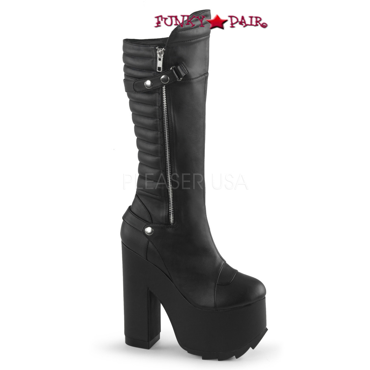 chunky heel knee high boots