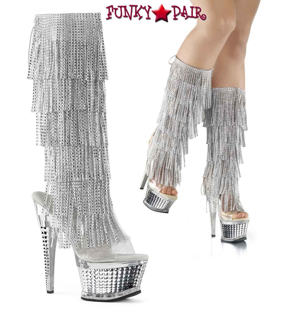 pleaser fringe boots