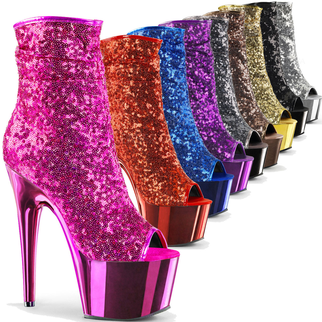 sequin platform boots