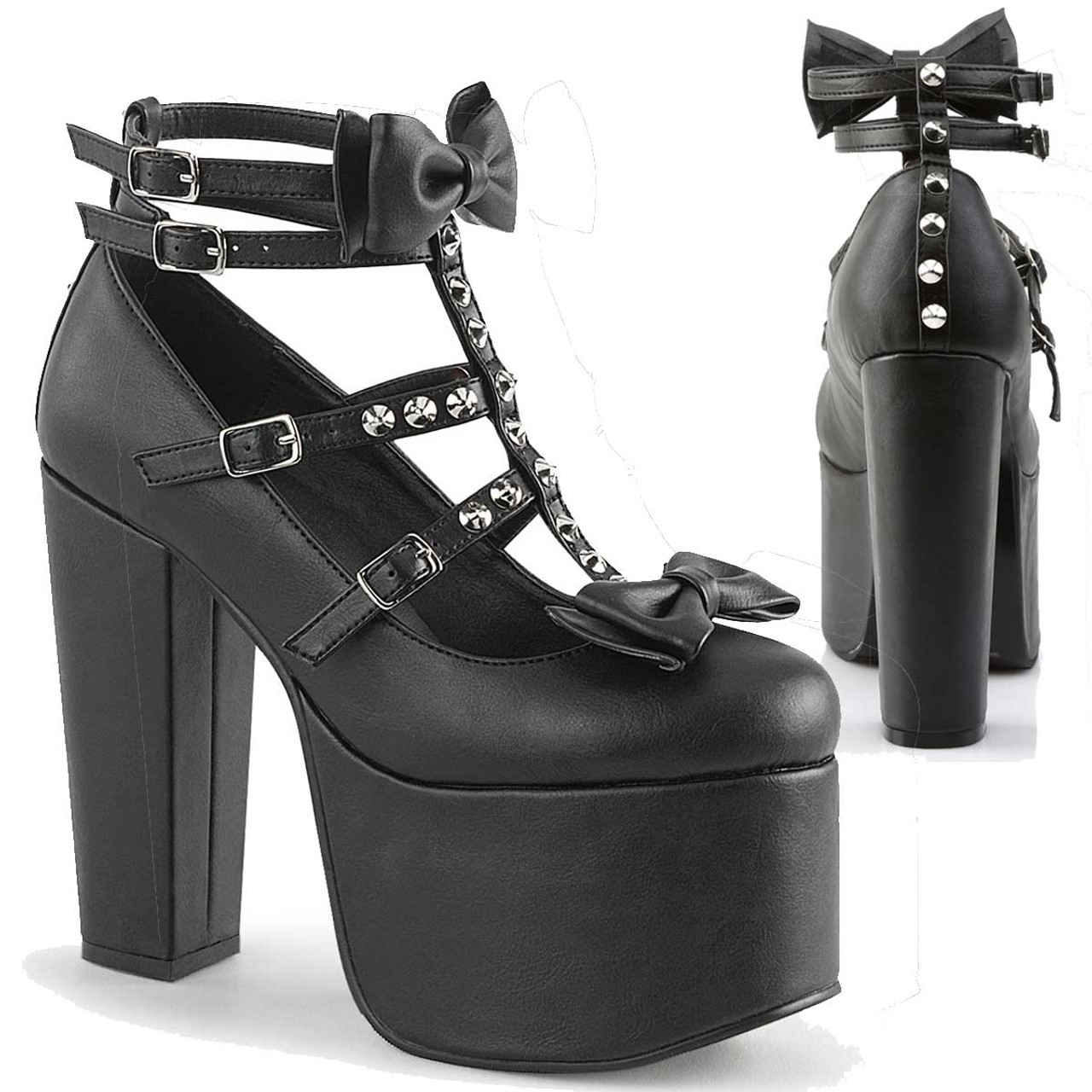 Torment-600 Block Heel T-strap Platform 