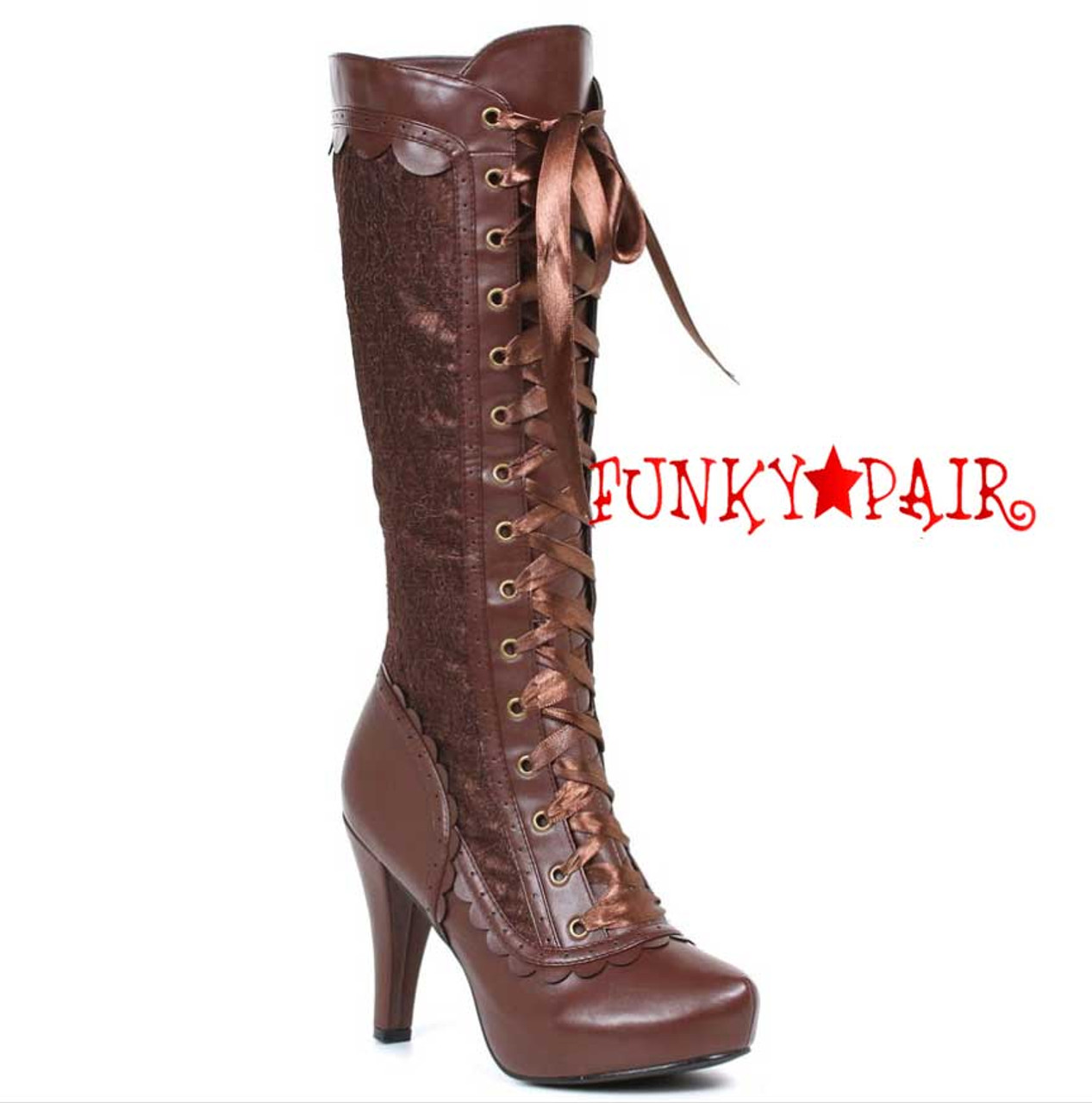 414-Mary 4 Inch Lace Knee High Boots