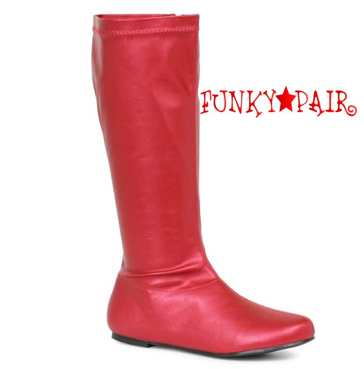 red knee high boots flat