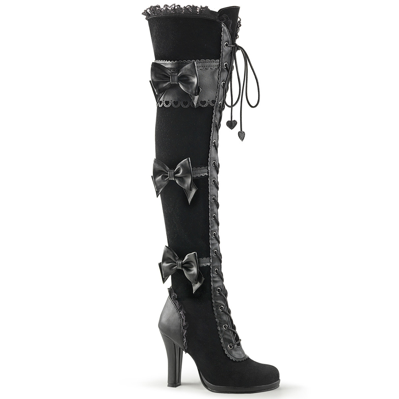 black over the knee boots 2 inch heel