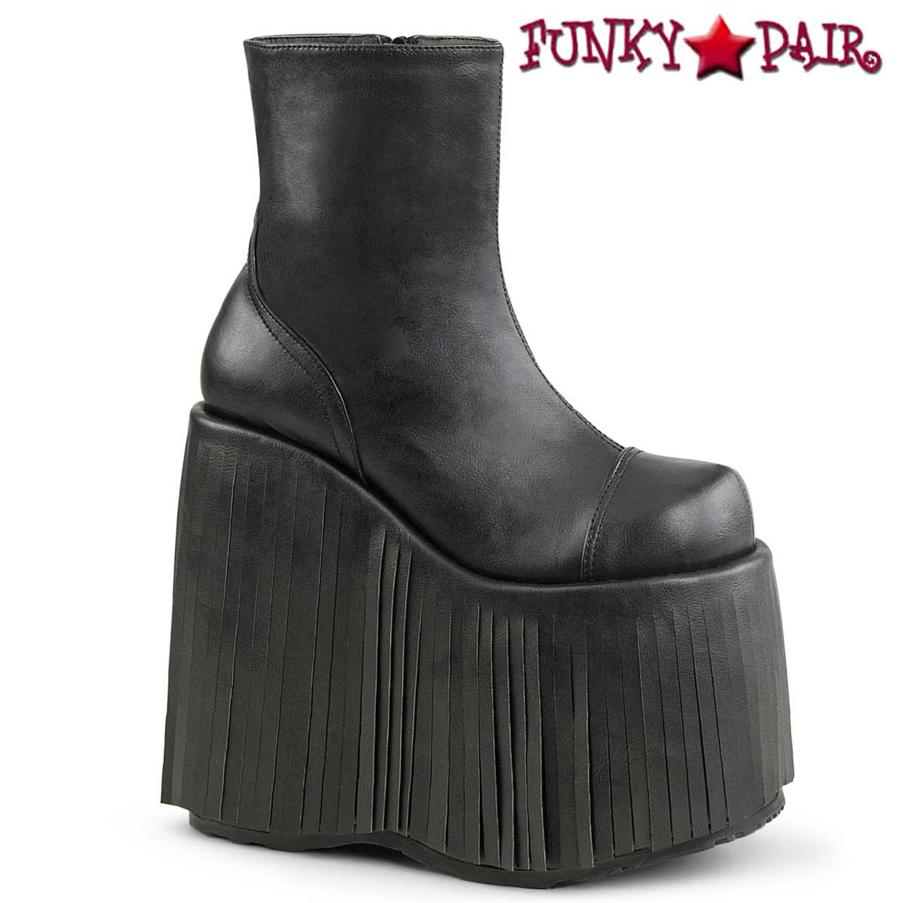 black fringe ankle boots