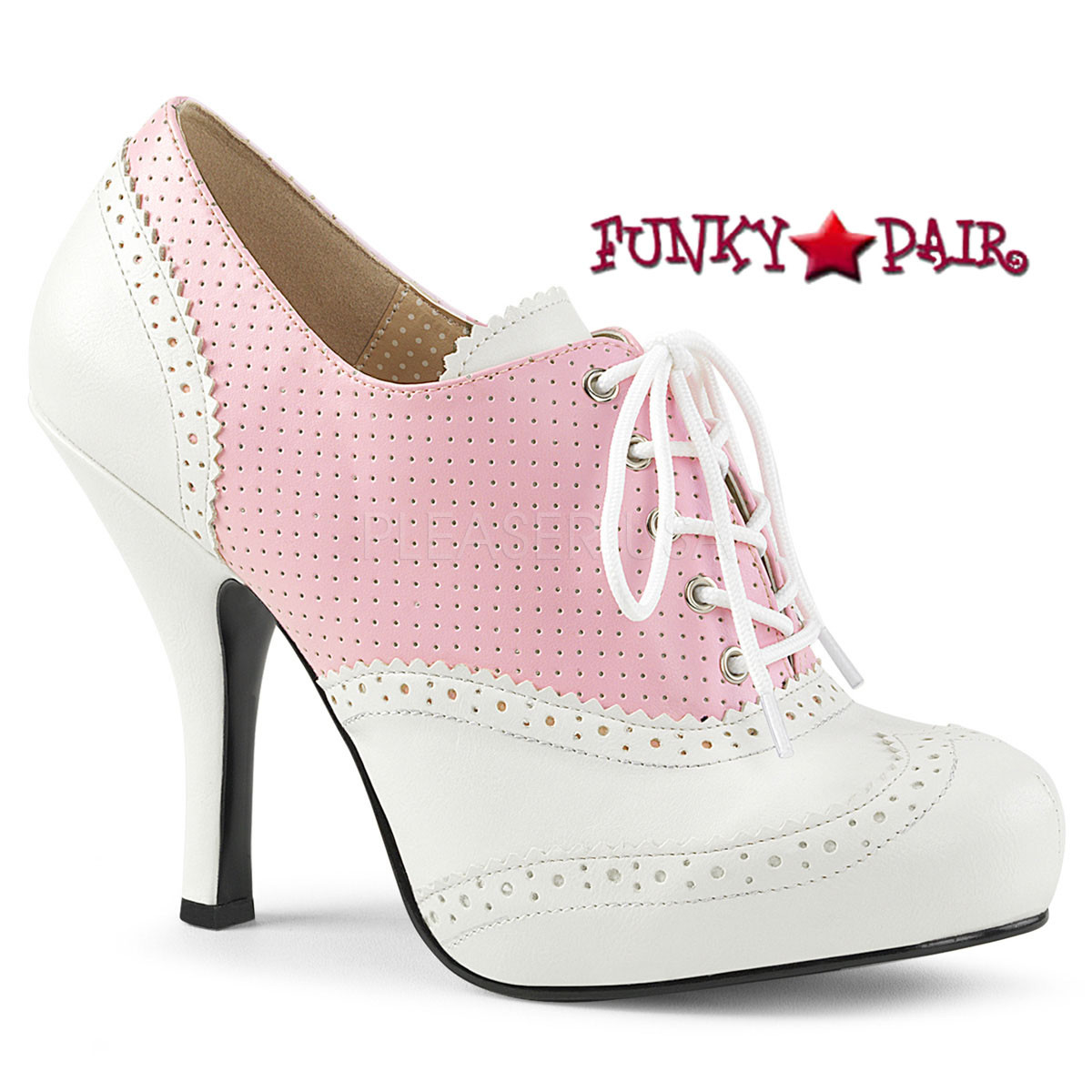 pink and white oxford shoes