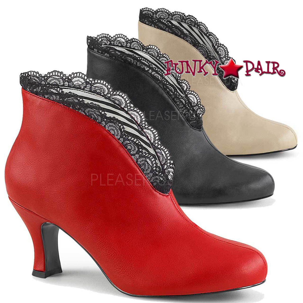 low heel red ankle boots