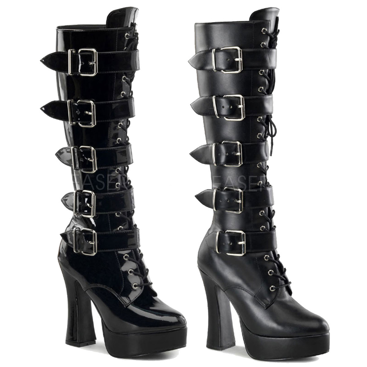 pleaser buckle boots