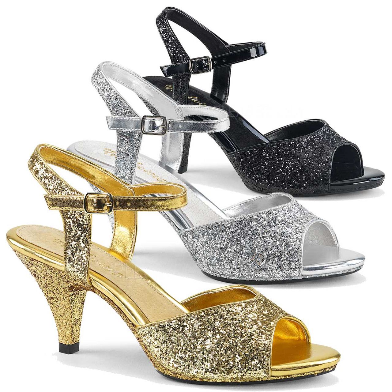 3 inch glitter heels