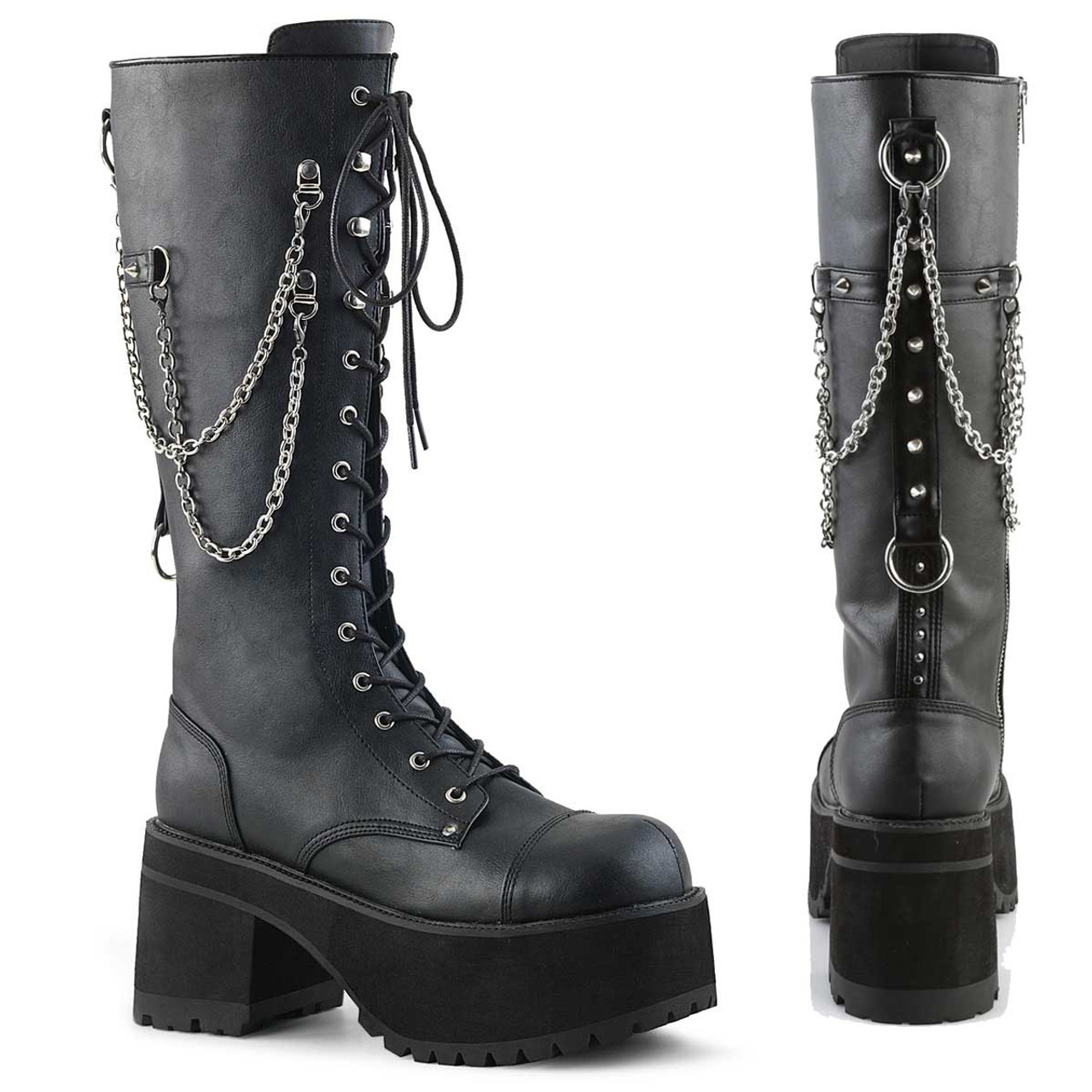 punk knee high boots