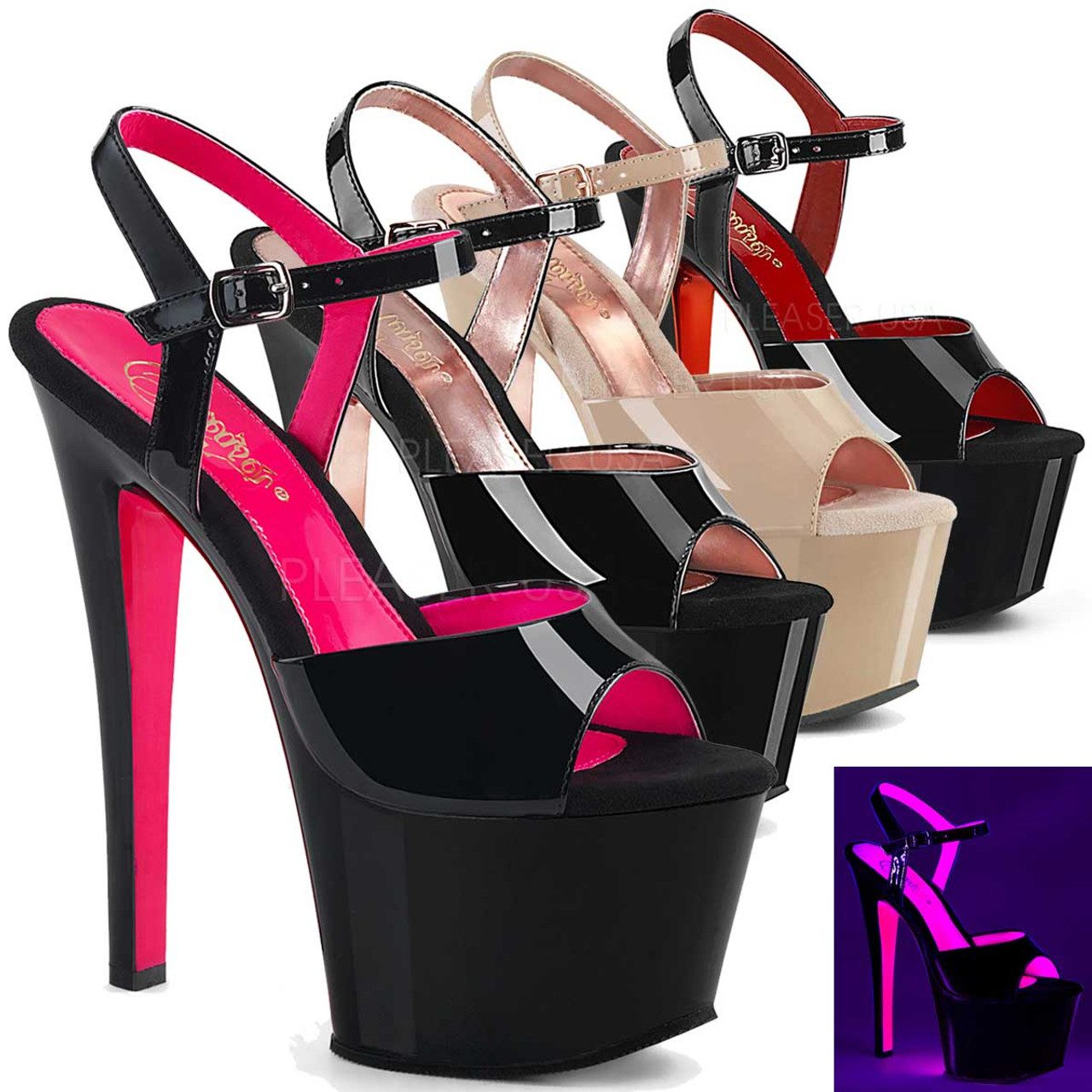 Pleaser Adore-708 - Clear Pink Chrome in Sexy Heels & Platforms - $67.95