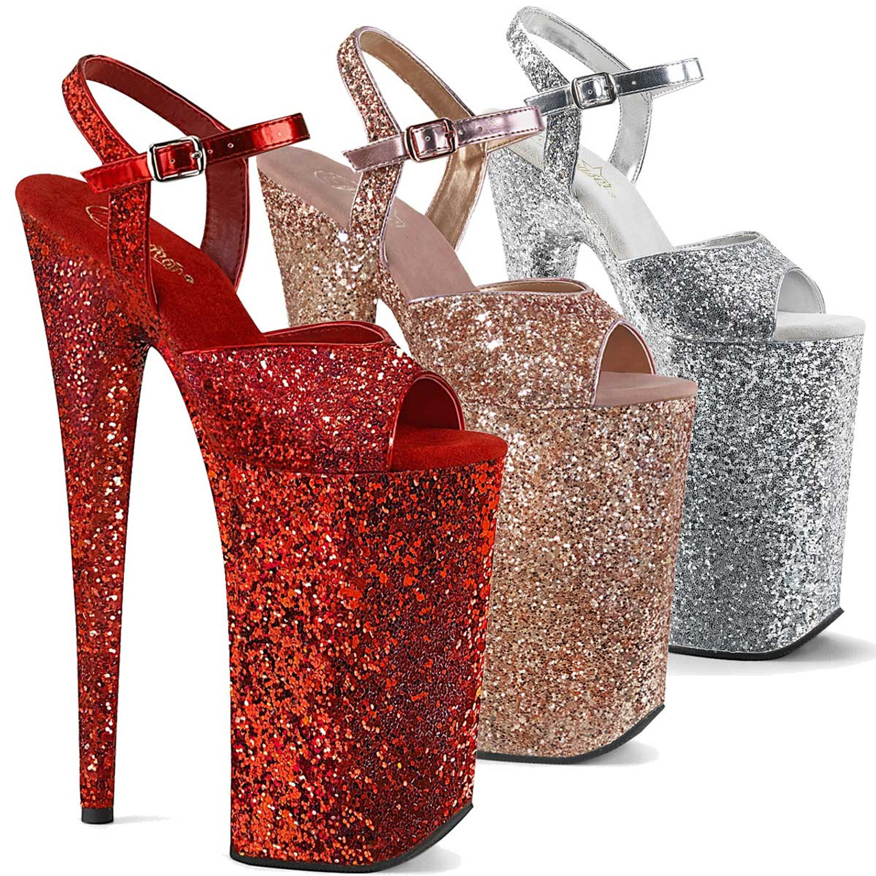 glitter high heel shoes