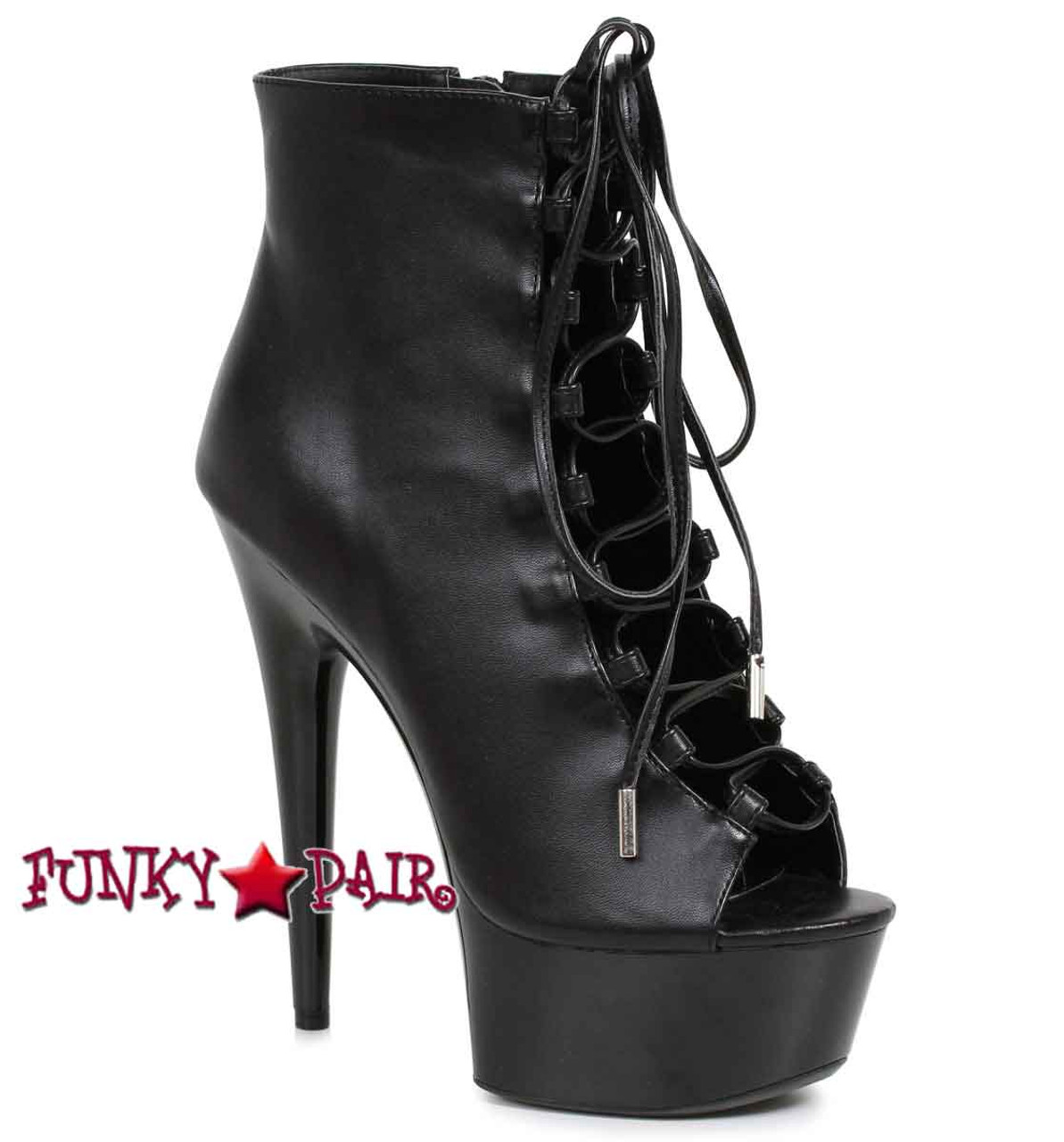 Ellie Shoes | 609-Reverse 6 Inch Lace up Ankle Boots
